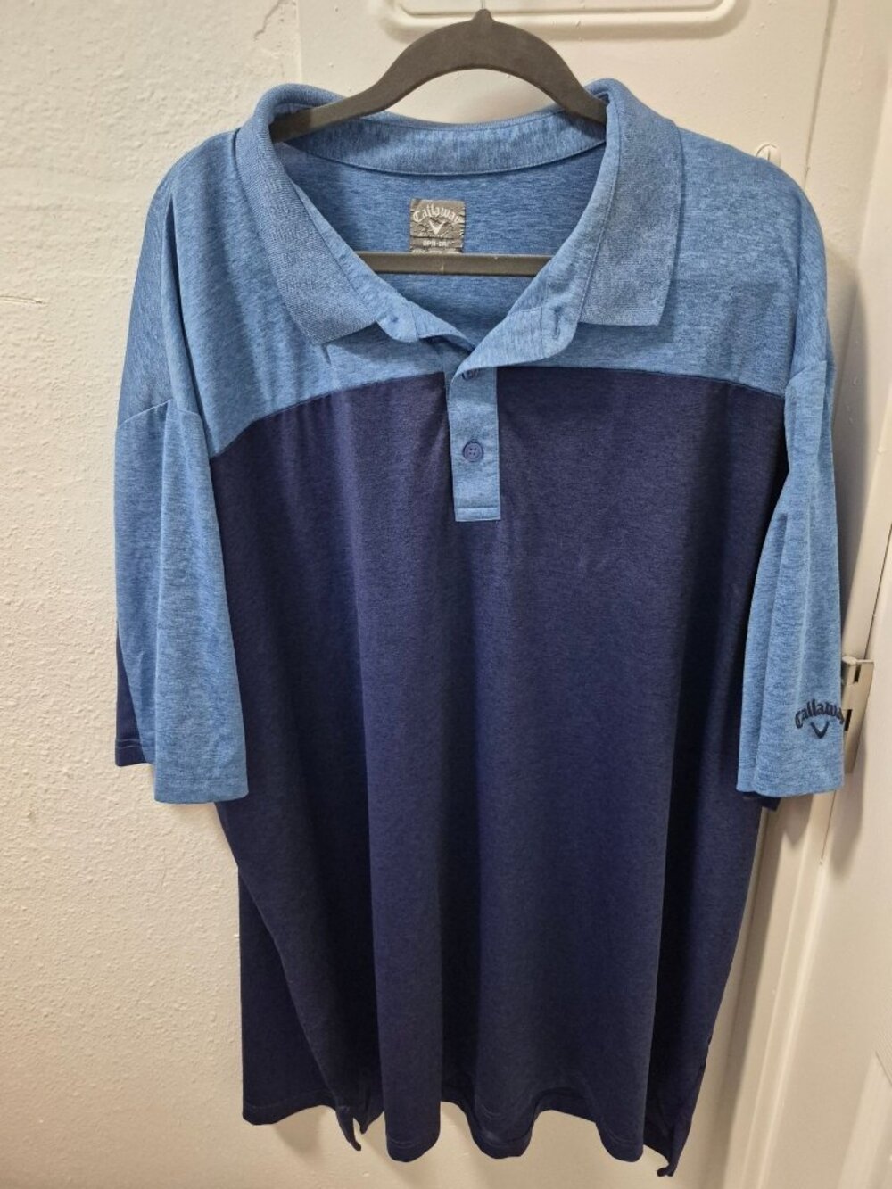 Callaway Mens Opti-Dri Polo Shirt XXXL Blue Two-Tone Short Sleeves Golf Polo